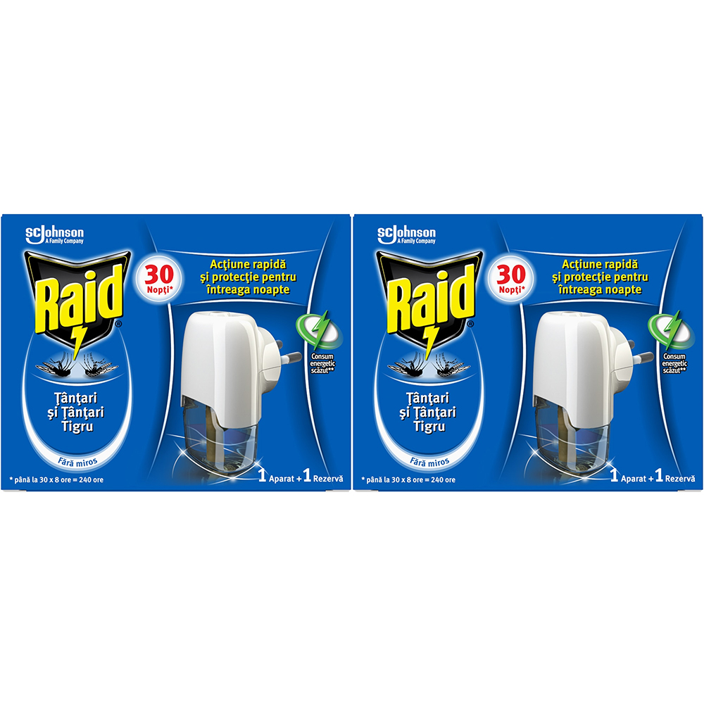 Set aparat electric + rezerva anti-tantari RAID Liquid, 60 nopti, 2 x 21 ml
