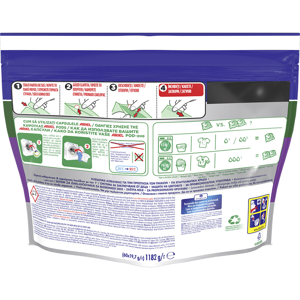 Detergent capsule ARIEL Professional All in1 PODS Color+, 60 spalari