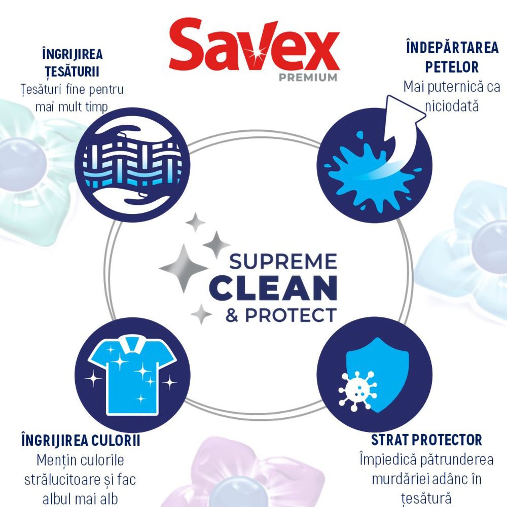 Detergent capsule SAVEX Premium Caps Extra Fresh, 64 spalari