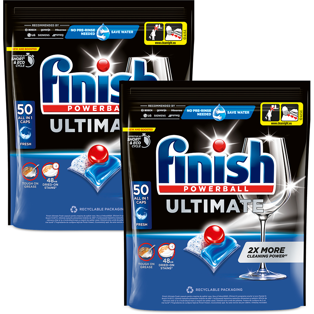 Detergent pentru masina de spalat vase FINISH Ultimate All In 1, 2 x 50 tablete