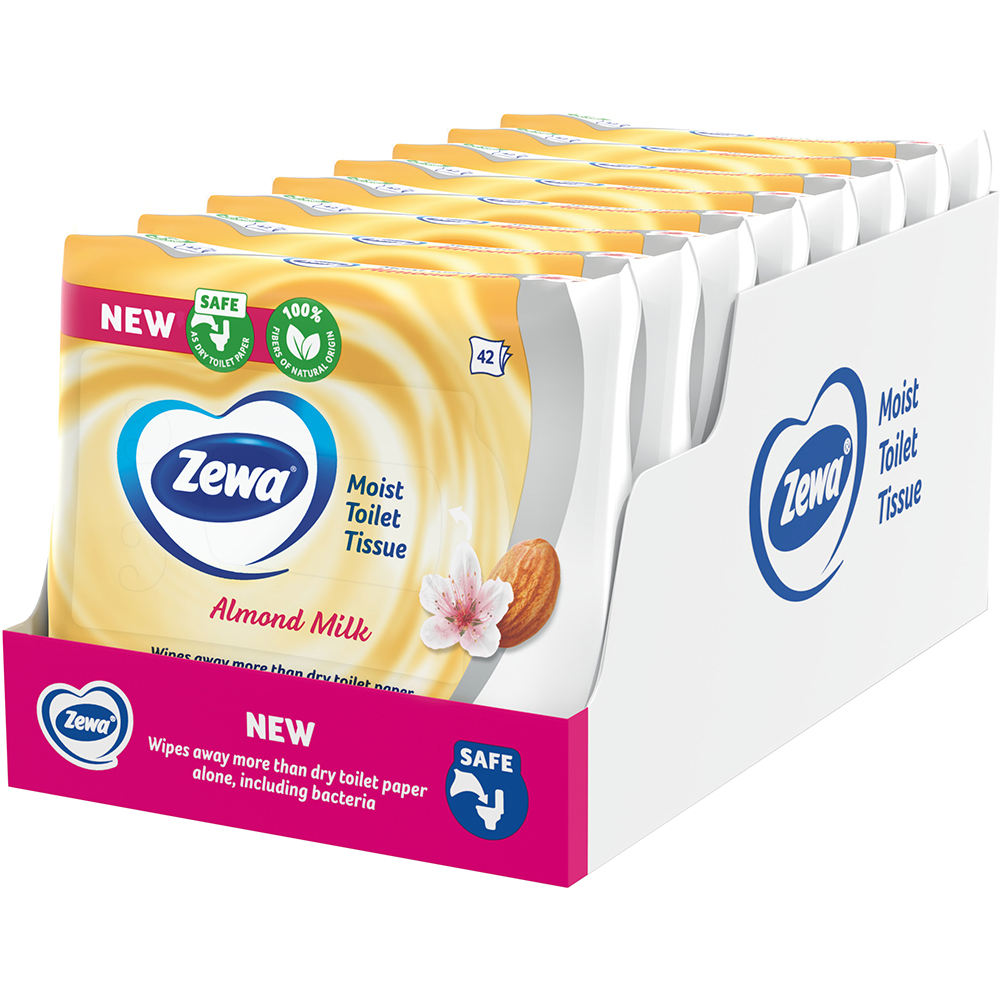 Hartie igienica umeda ZEWA Almond, 8 pachete, 42 bucati