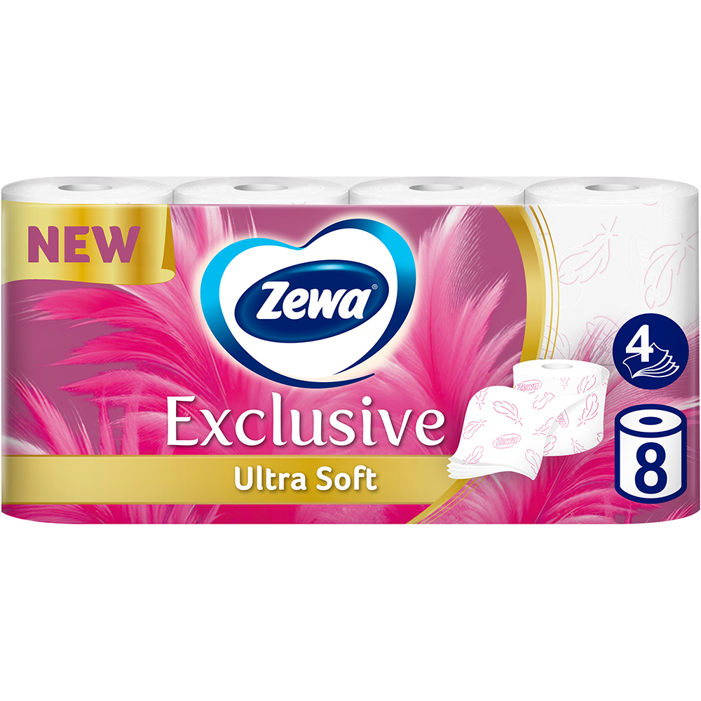 Hartie igienica ZEWA Exclusive Ultra Soft, 4 straturi, 8 role
