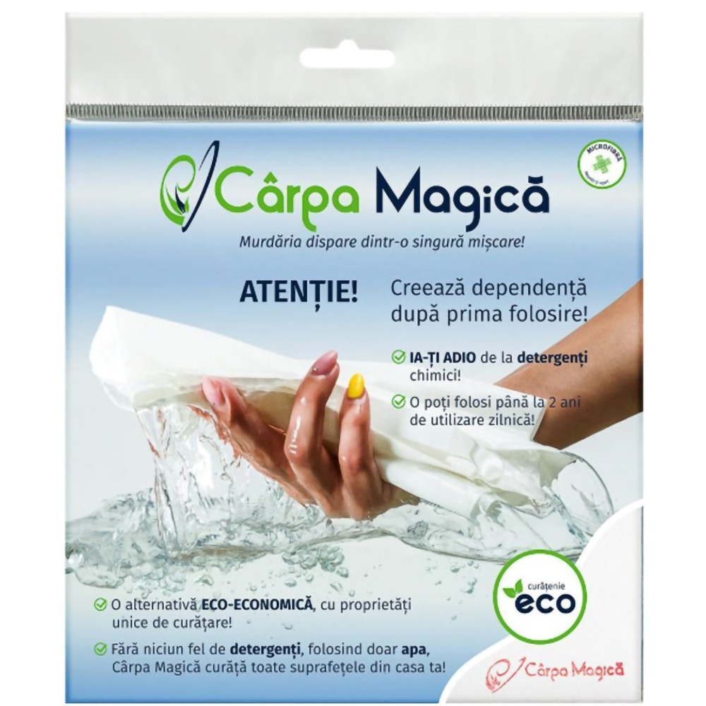 Laveta microfibra CARPA MAGICA, 40 x 40 cm, alb