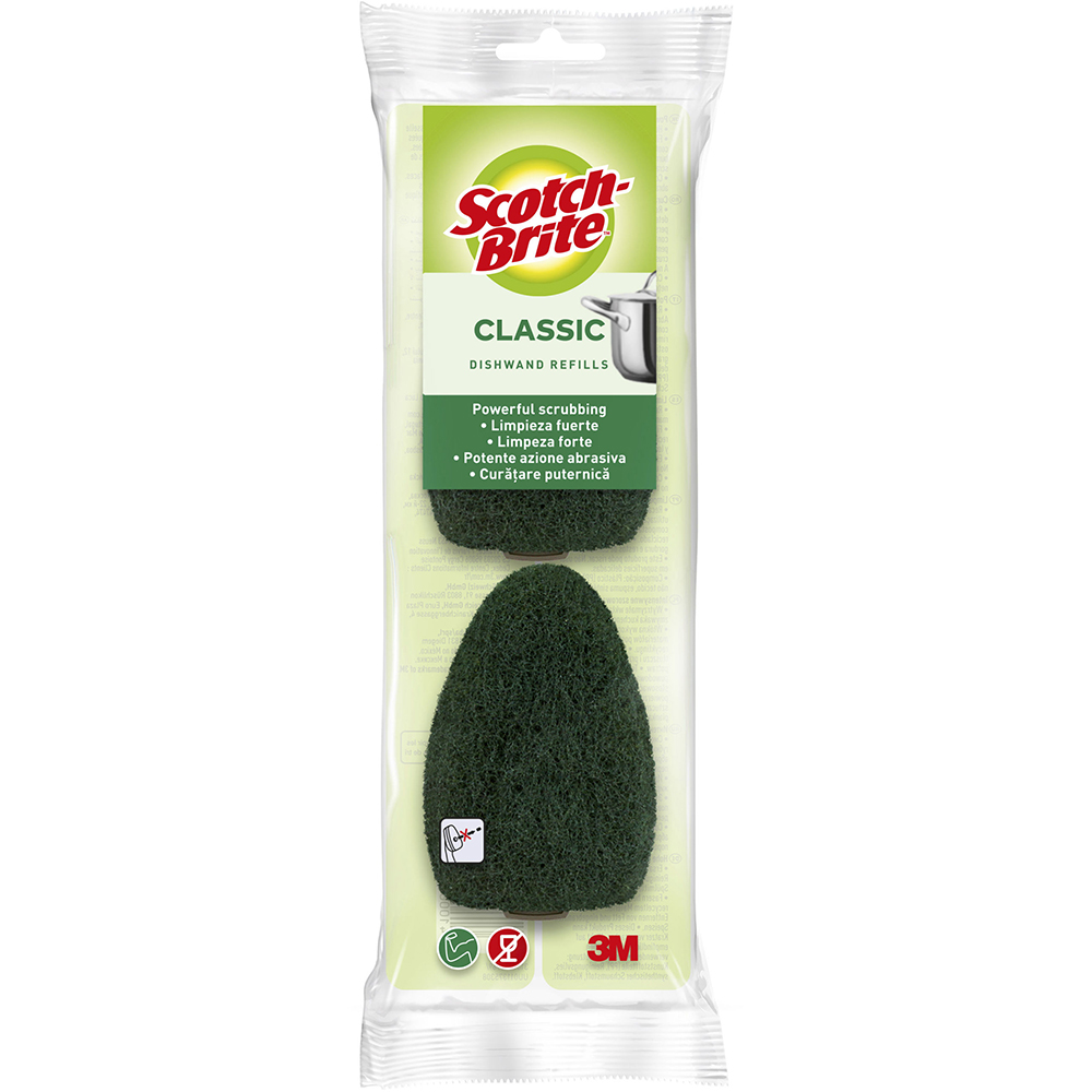 Rezerva burete de vase cu rezervor detergent SCOTCH-BRITE Click and Clean MMCC0200, 2 bucati, galben-verde