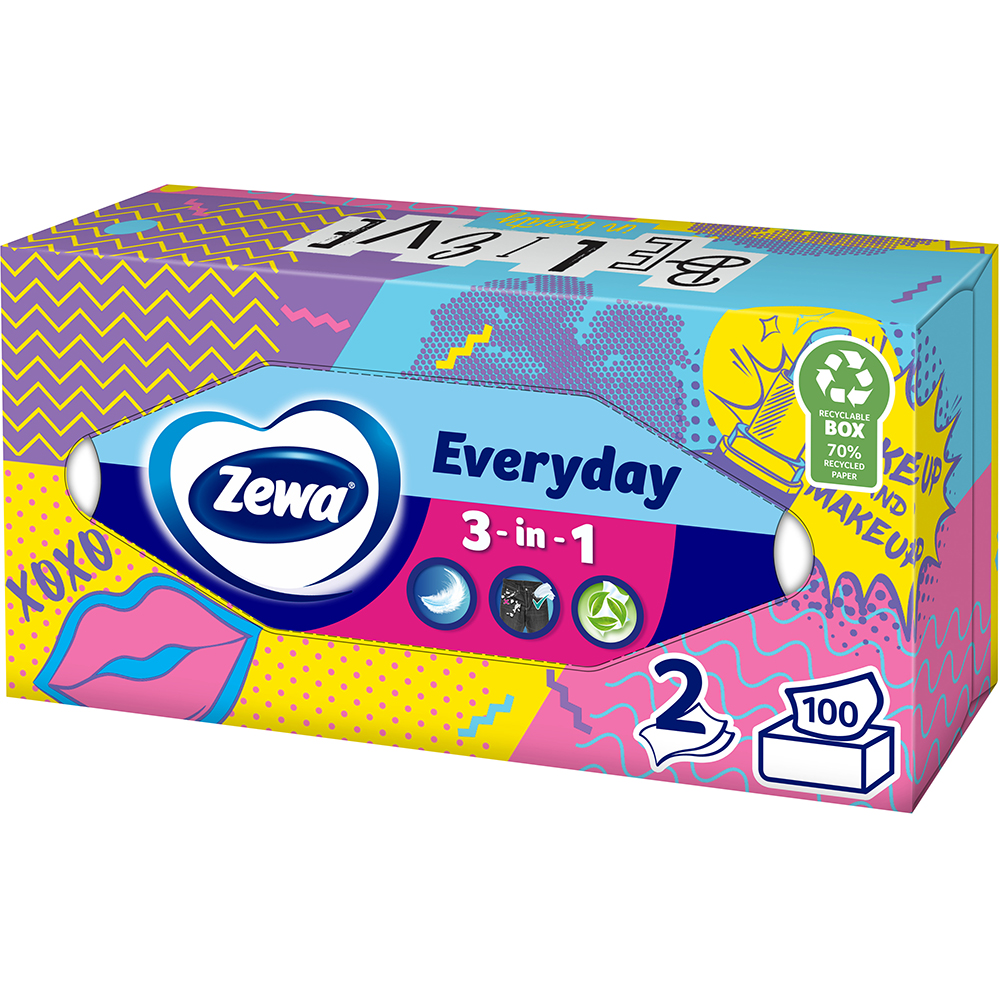 Servetele faciale ZEWA Everyday, 2 straturi, 100 buc