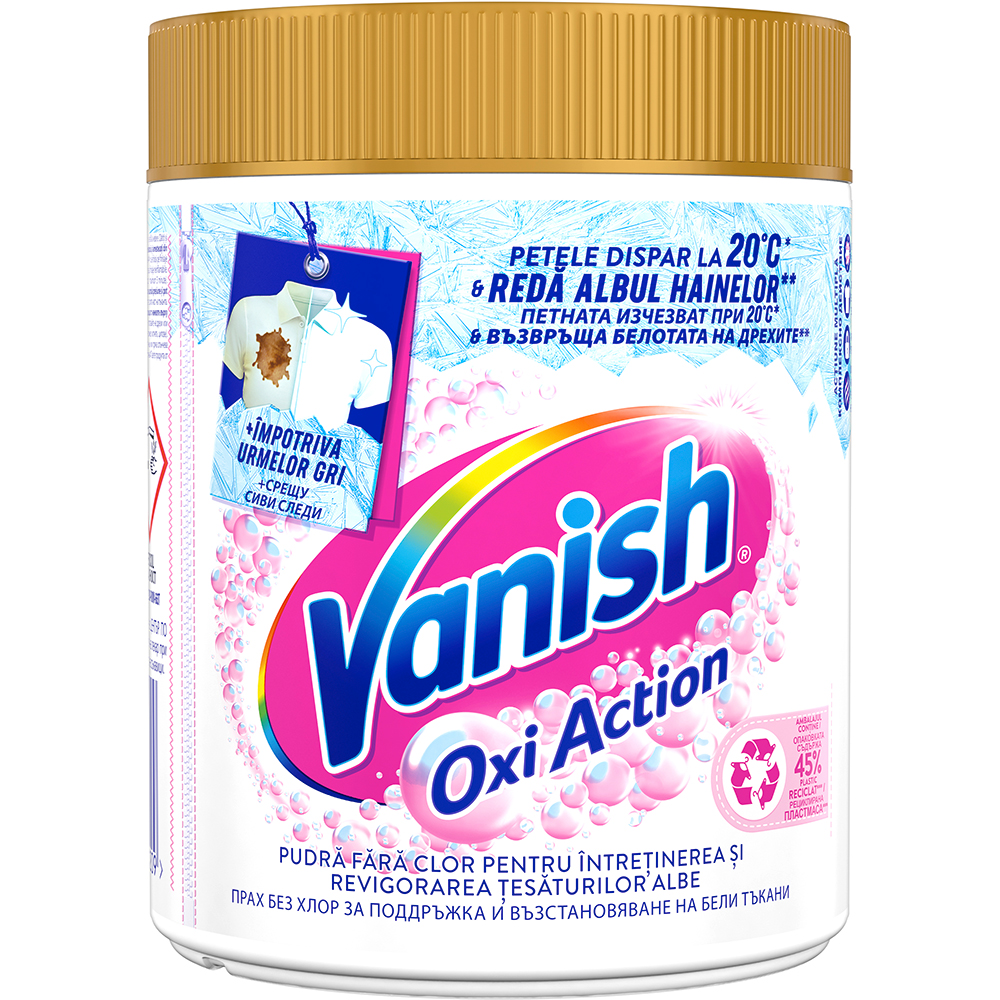 Pudra pentru indepartarea petelor VANISH Oxi Action, haine albe, 470g g
