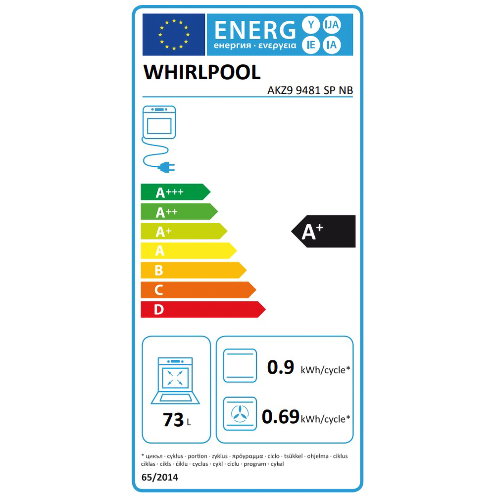 Cuptor incorporabil WHIRLPOOL AKZ9 9481 SP NB, Electric, Autocuratare pirolitica, 73 l, Clasa A+, 6th Sense, negru