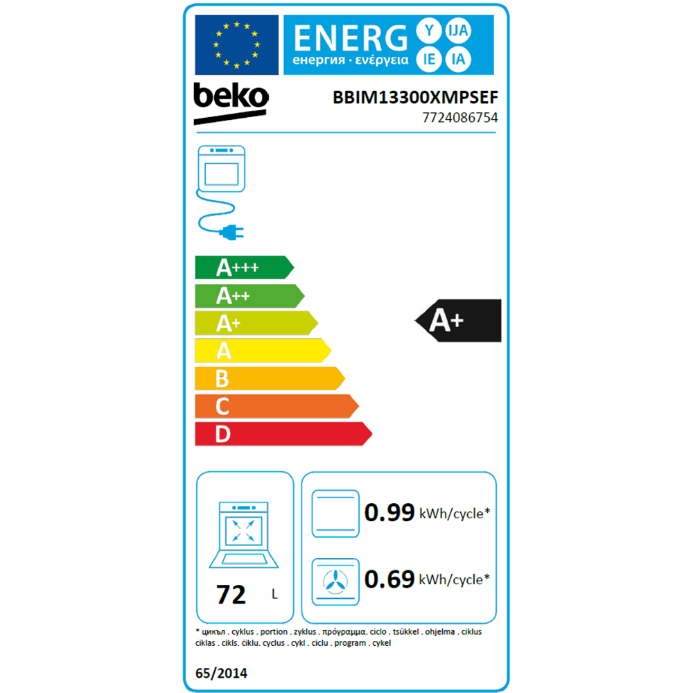 Cuptor incorporabil BEKO BBIM13300XMPSEF, Electric, Autocuratare pirolitica, 72 l, Clasa A+, AeroPerfect, negru