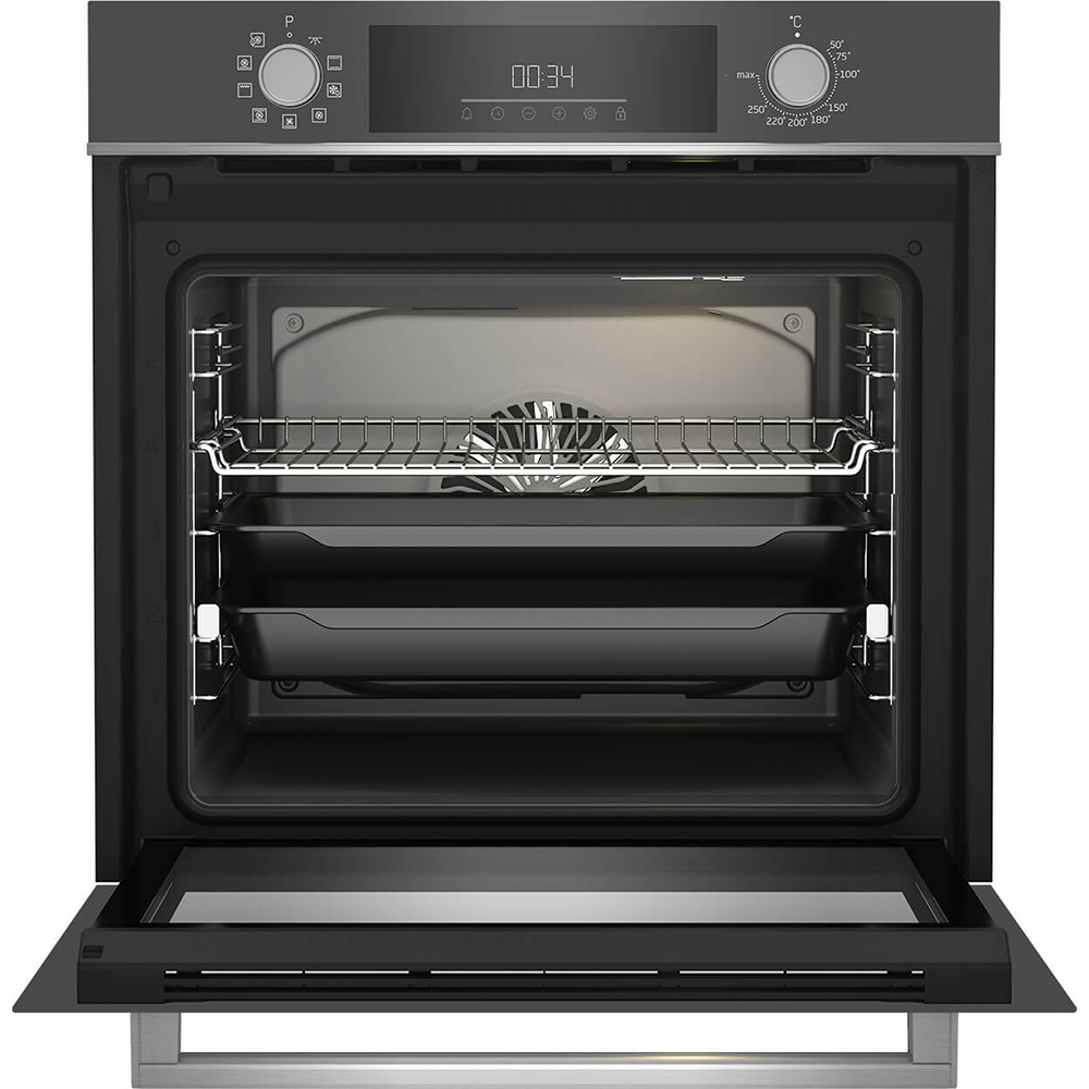 Cuptor incorporabil BEKO BBIM13300ZGCSE, Electric, Autocuratare SteamShine, 72 l, Clasa A+, AeroPerfect, gri inchis