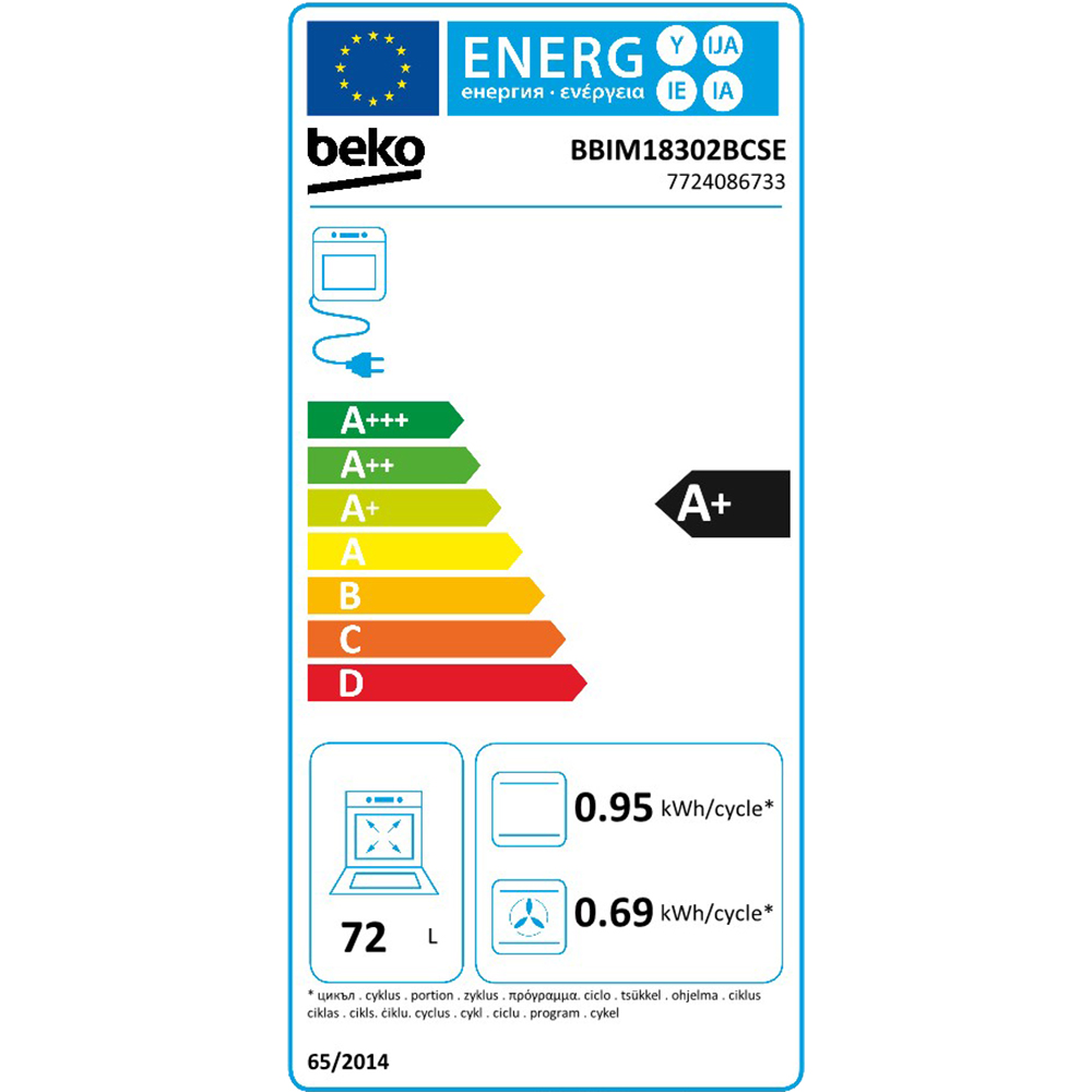 Cuptor incorporabil BEKO BBIM18302BCSE, Electric, Autocuratare SteamShine, 72 l, Clasa A+, negru