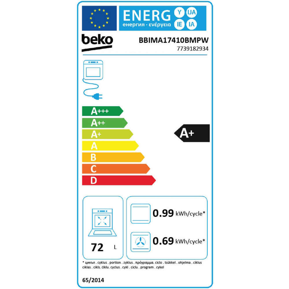 Cuptor incorporabil BEKO BBIMA17410BMPW, Electric, Autocuratare pirolitica, 72 l, Clasa A+, Wi-Fi, negru