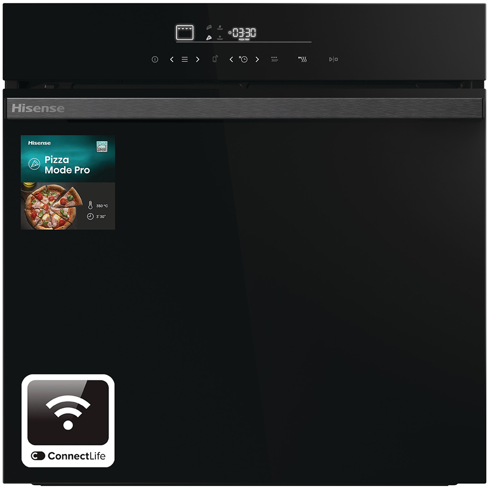 Cuptor incorporabil HISENSE HO66F PIZZACHEF, Electric, Autocuratare pirolitica, 77 l, Clasa A+, Wi-Fi, negru
