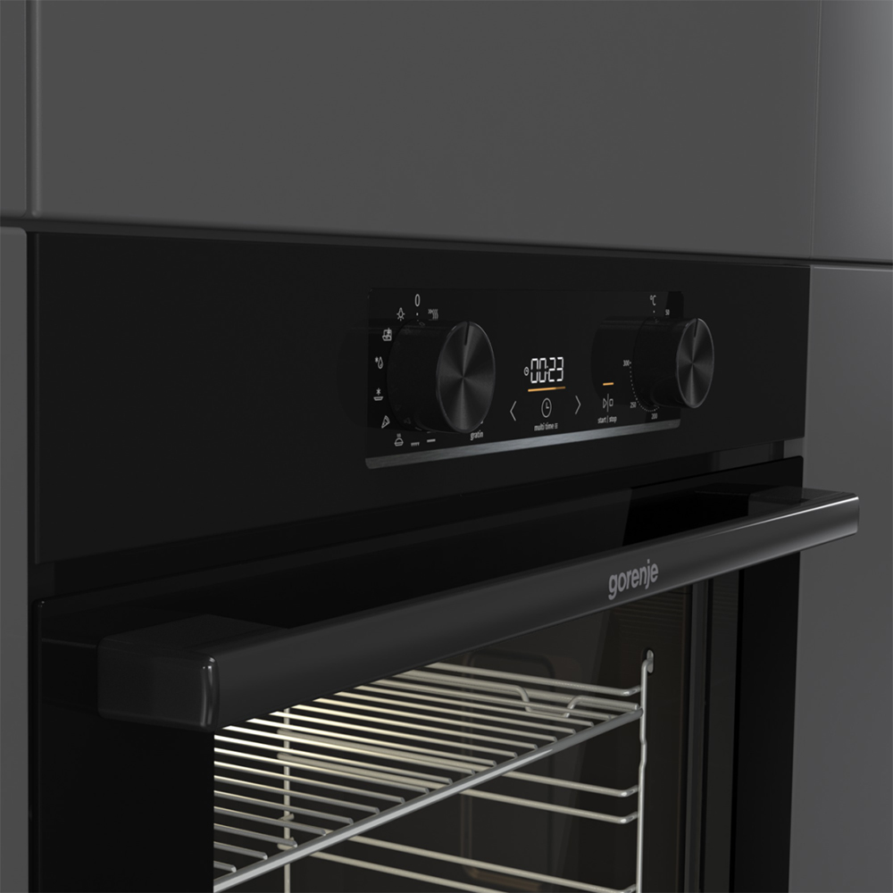 Cuptor incorporabil GORENJE BOP6737E02BK, Electric, Autocuratare pirolitica, 77 l, Clasa A, negru