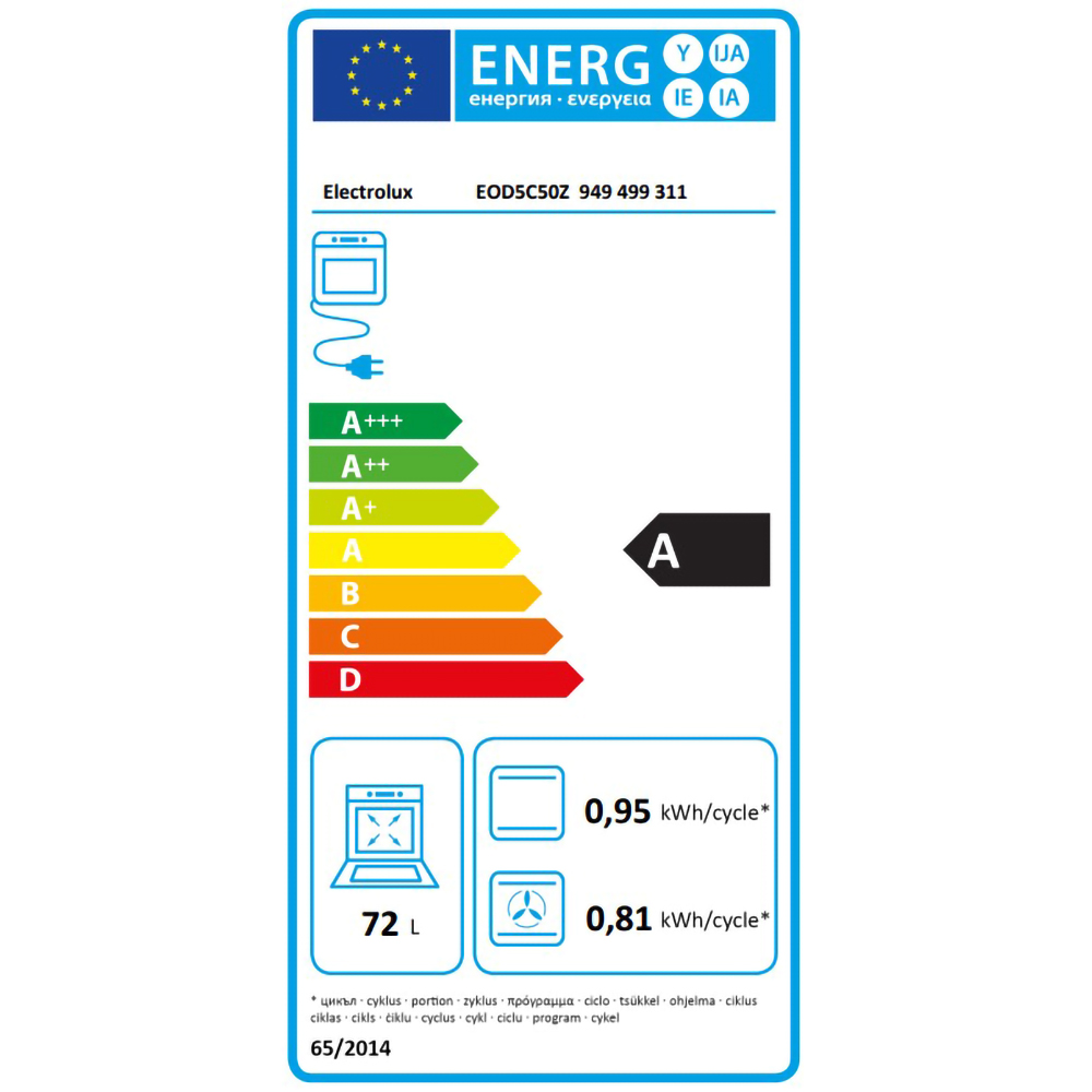 Cuptor incorporabil ELECTROLUX EOD5C50Z, Electric, Autocuratare catalitica, 72 l, Clasa A, negru