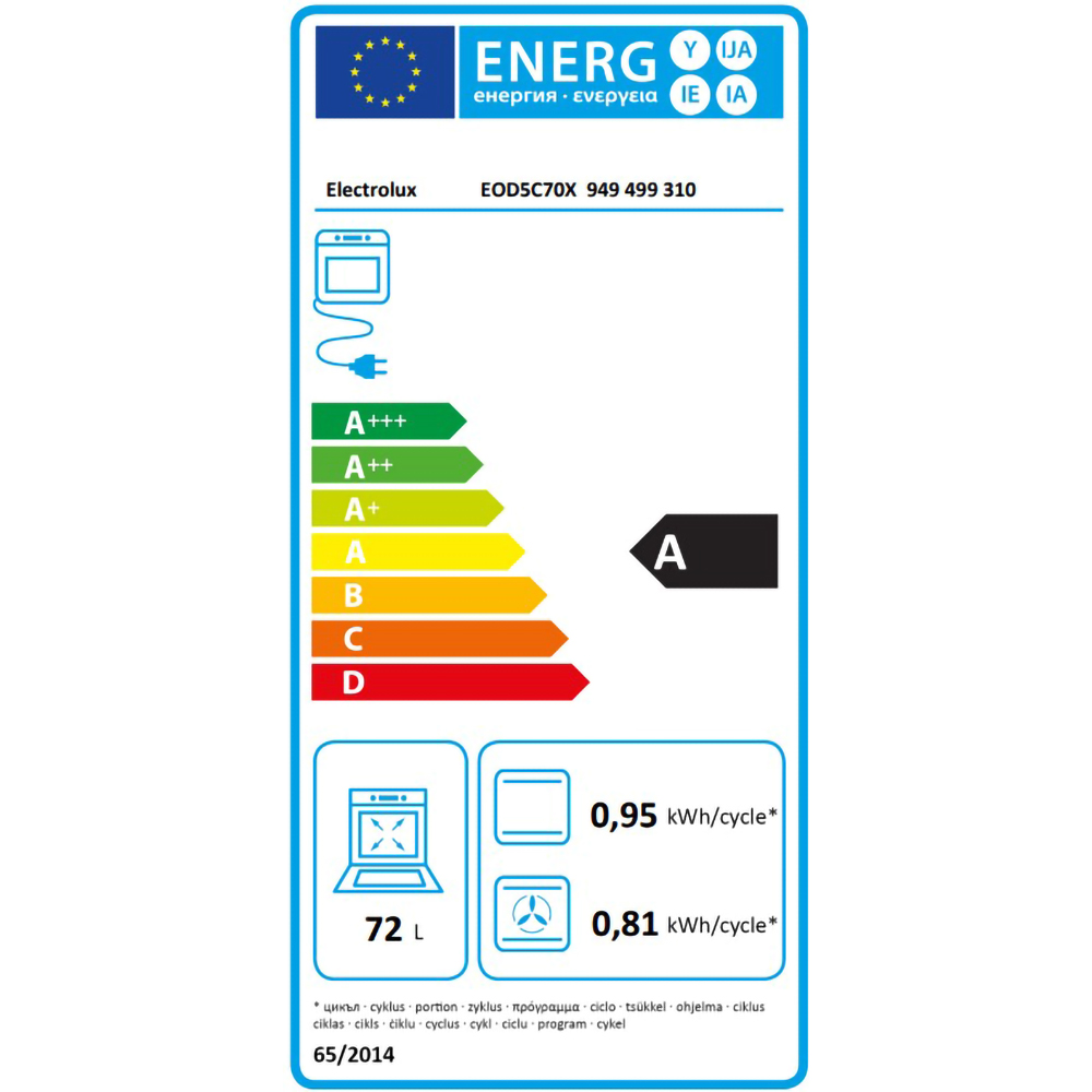 Cuptor incorporabil ELECTROLUX EOD5C70X, Electric, Autocuratare catalitica, 72 l, Clasa A, negru