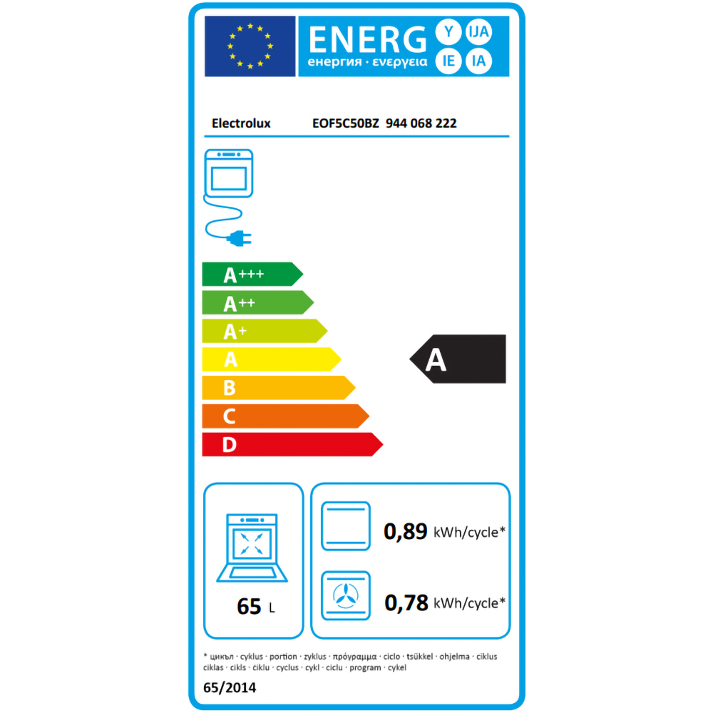 Cuptor incorporabil ELECTROLUX EOF5C50BZ, Electric, Autocuratare catalitica, 65 l, Clasa A, negru