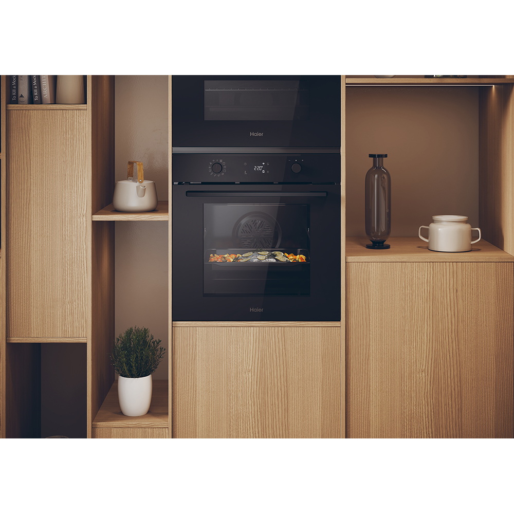 Cuptor incorporabil HAIER H6 ID23B3HTB, Electric, Autocuratare hidrolitica, 78 l, Clasa A++, Wi-Fi, negru
