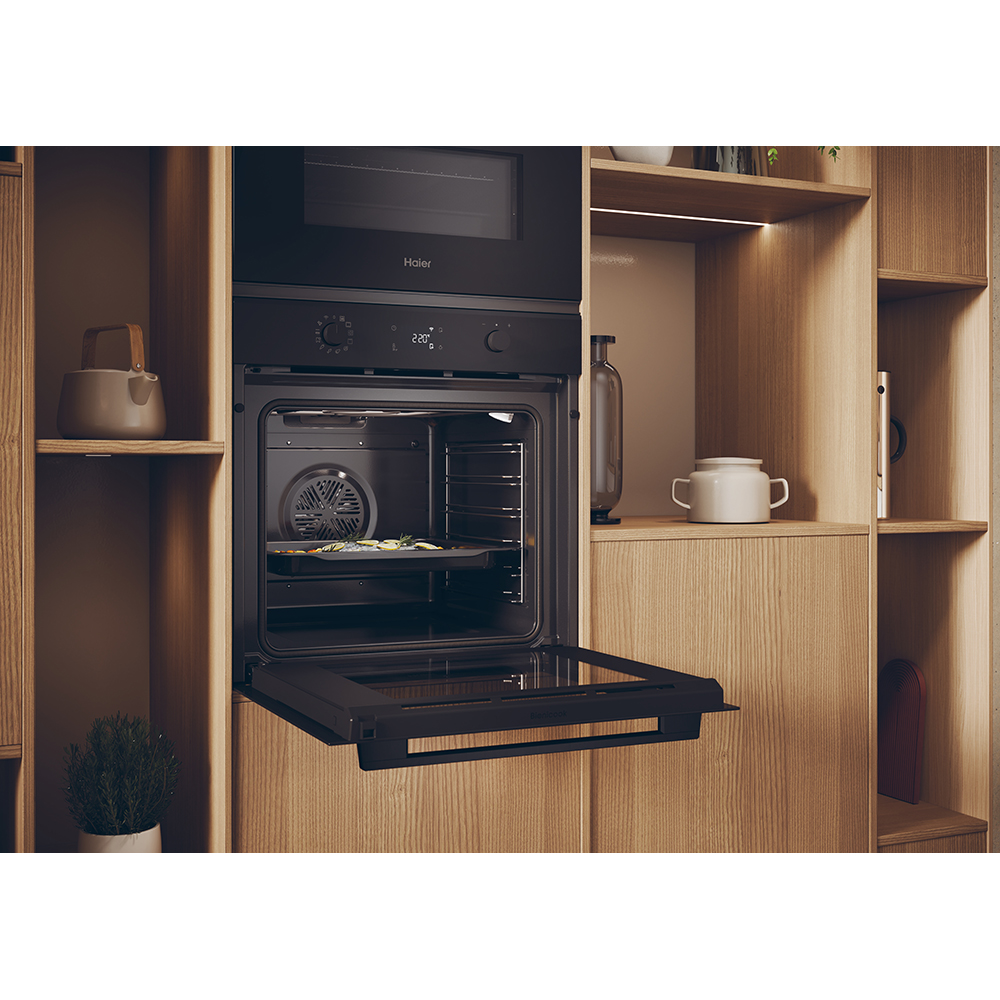 Cuptor incorporabil HAIER H6 ID23B3HTB, Electric, Autocuratare hidrolitica, 78 l, Clasa A++, Wi-Fi, negru