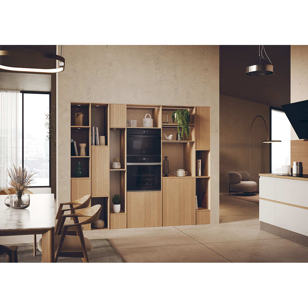 Cuptor incorporabil HAIER H6 ID25G3YTX, Electric, Autocuratare pirolitica + hidrolitica, 78 l, Clasa A++, Wi-Fi, negru