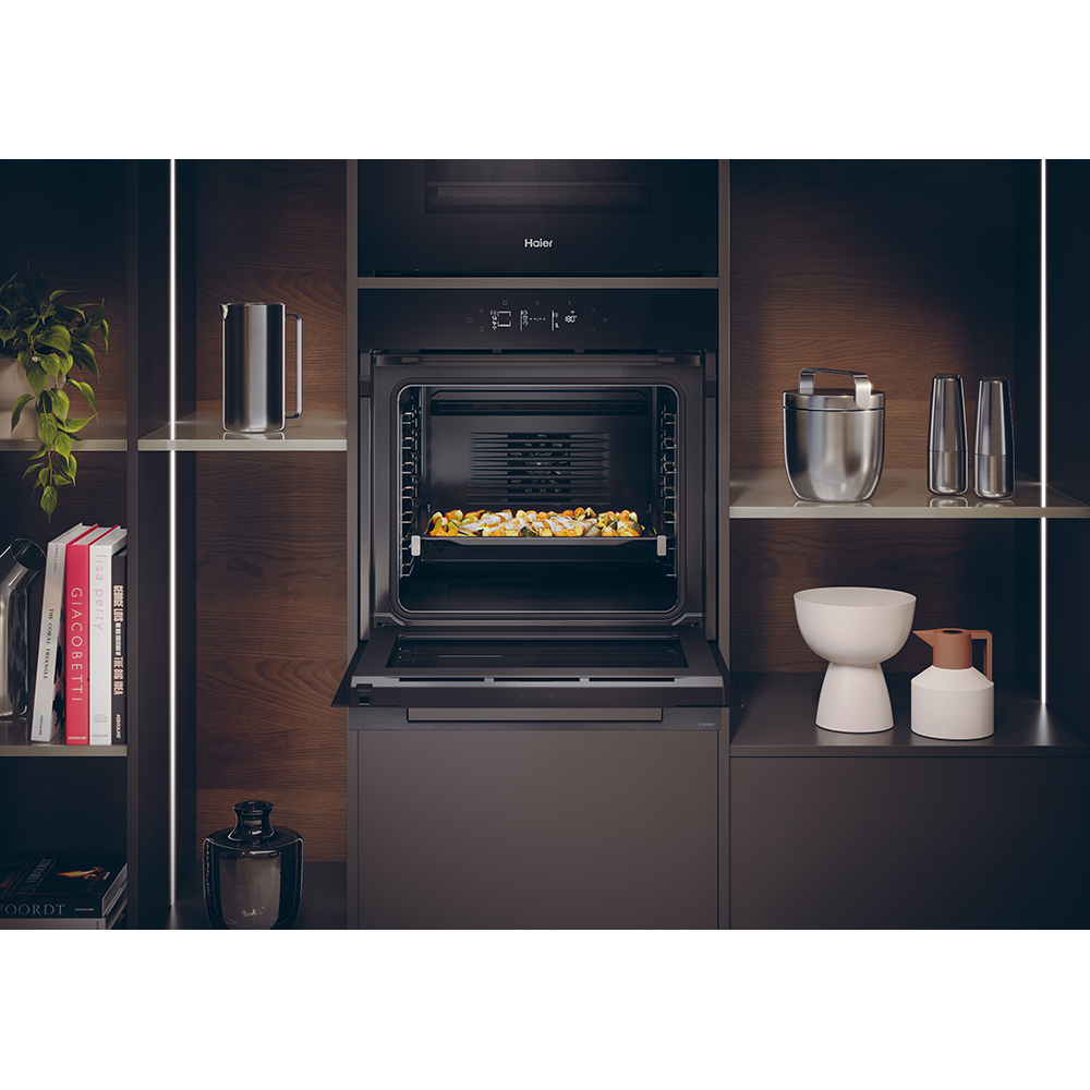 Cuptor incorporabil HAIER H6 ID46G3YTB, Electric, Autocuratare pirolitica si hidrolitica, 78 l, Clasa A++, Wi-Fi, negru