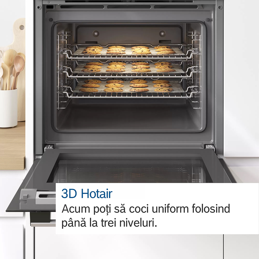 Cuptor incorporabil BOSCH HBF154BS0, Electric, Autocuratare EcoClean, 66 l, Clasa A, inox