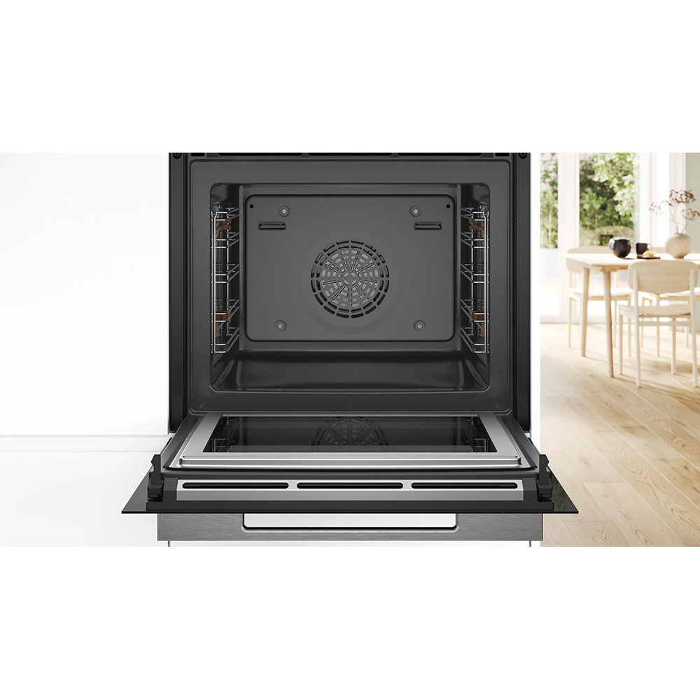 Cuptor incorporabil combi cu microunde BOSCH HMG7361B1, Autocuratare EcoClean, 67 l, negru