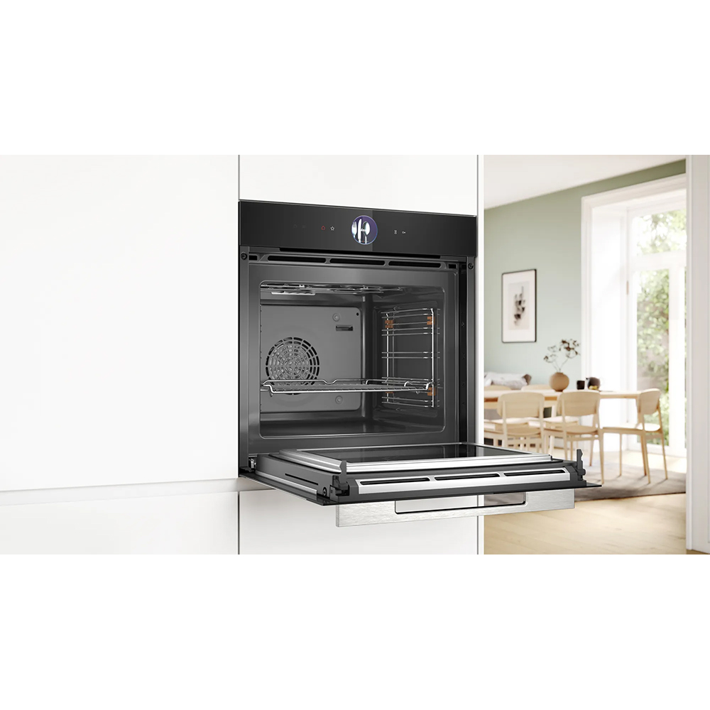 Cuptor incorporabil combi cu microunde BOSCH HMG7361B1, Autocuratare EcoClean, 67 l, negru