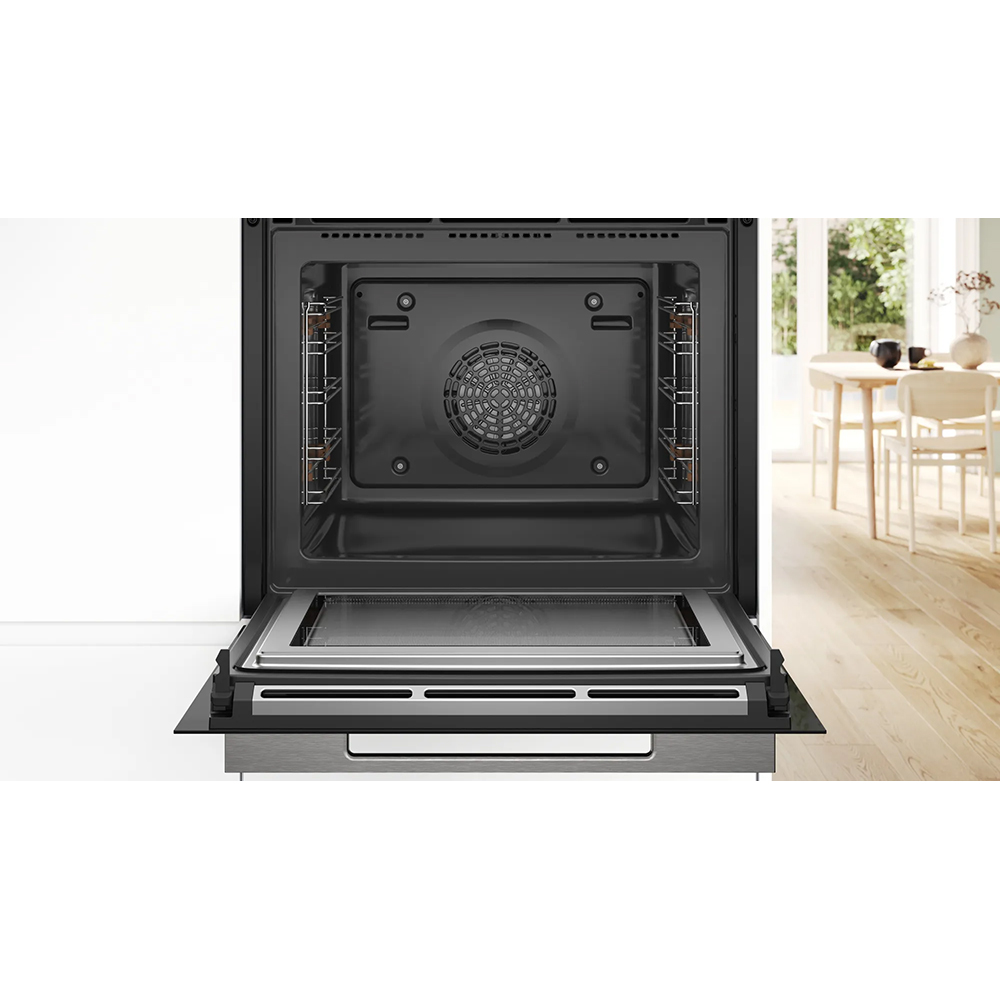 Cuptor incorporabil combi cu microunde BOSCH HMG7764B1, Autocuratare pirolitica, 67 l, negru