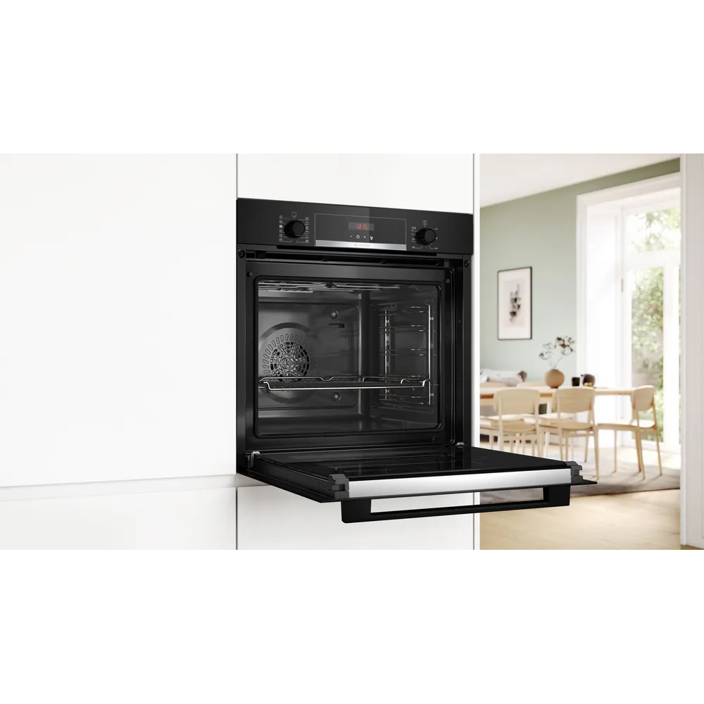Cuptor incorporabil BOSCH HQA574BB3, Electric, Gatire cu abur, Autocuratare pirolitica, 71 l, Clasa A+, negru