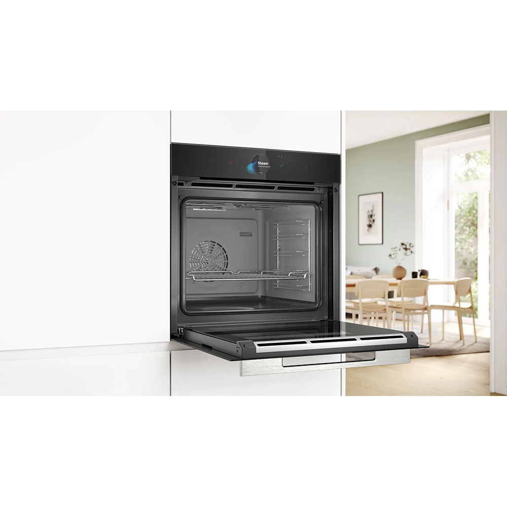 Cuptor incorporabil BOSCH HSG7584B1, Electric, Gatire cu abur, Autocuratare EcoClean, 71 l, Clasa A+, negru