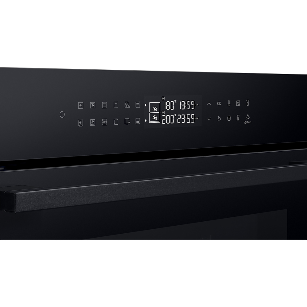 Cuptor incorporabil SAMSUNG NV7B42251AK/U2, Electric, Autocuratare catalitica, 76 l, Clasa A+, Dual Cook, Wi-Fi, negru