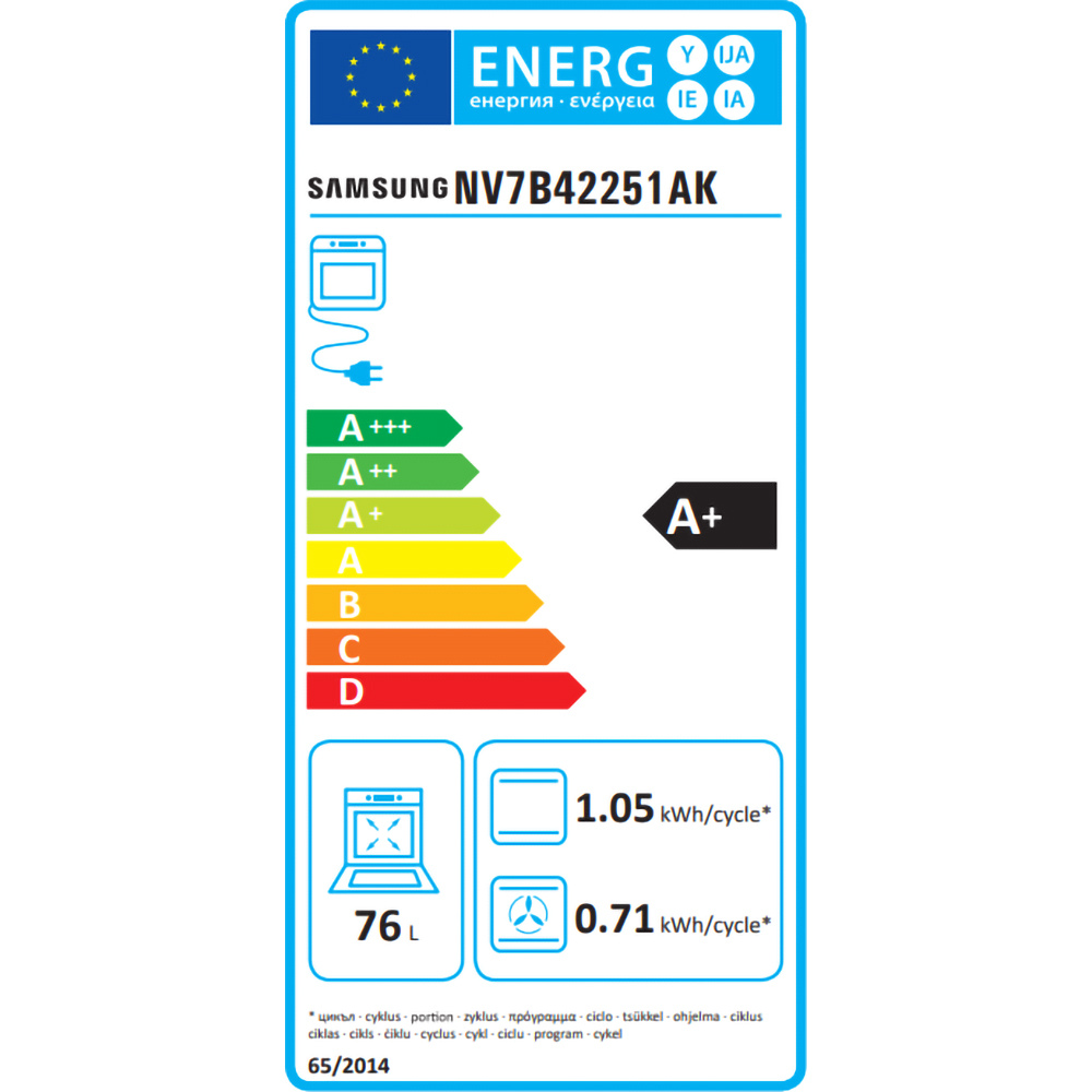 Cuptor incorporabil SAMSUNG NV7B42251AK/U2, Electric, Autocuratare catalitica, 76 l, Clasa A+, Dual Cook, Wi-Fi, negru