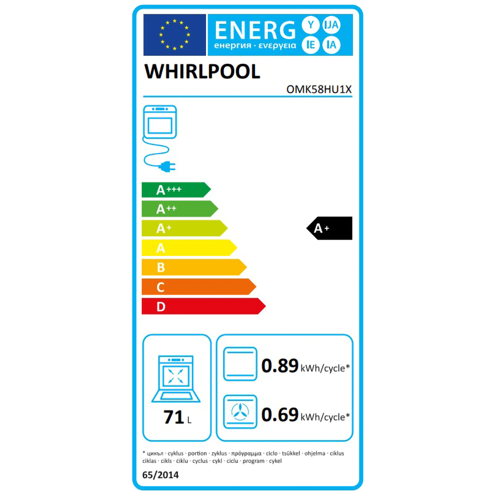 Cuptor incorporabil WHIRLPOOL OMK58HU1X, Electric, Autocuratare hidrolitica, 71 l, Clasa A+, inox