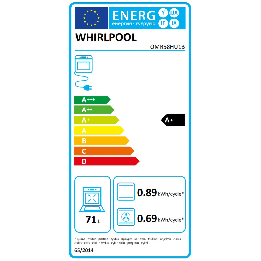 Cuptor incorporabil WHIRLPOOL OMR58HU1B, Electric, Autocuratare hidrolitica, 71 l, Clasa A+, negru
