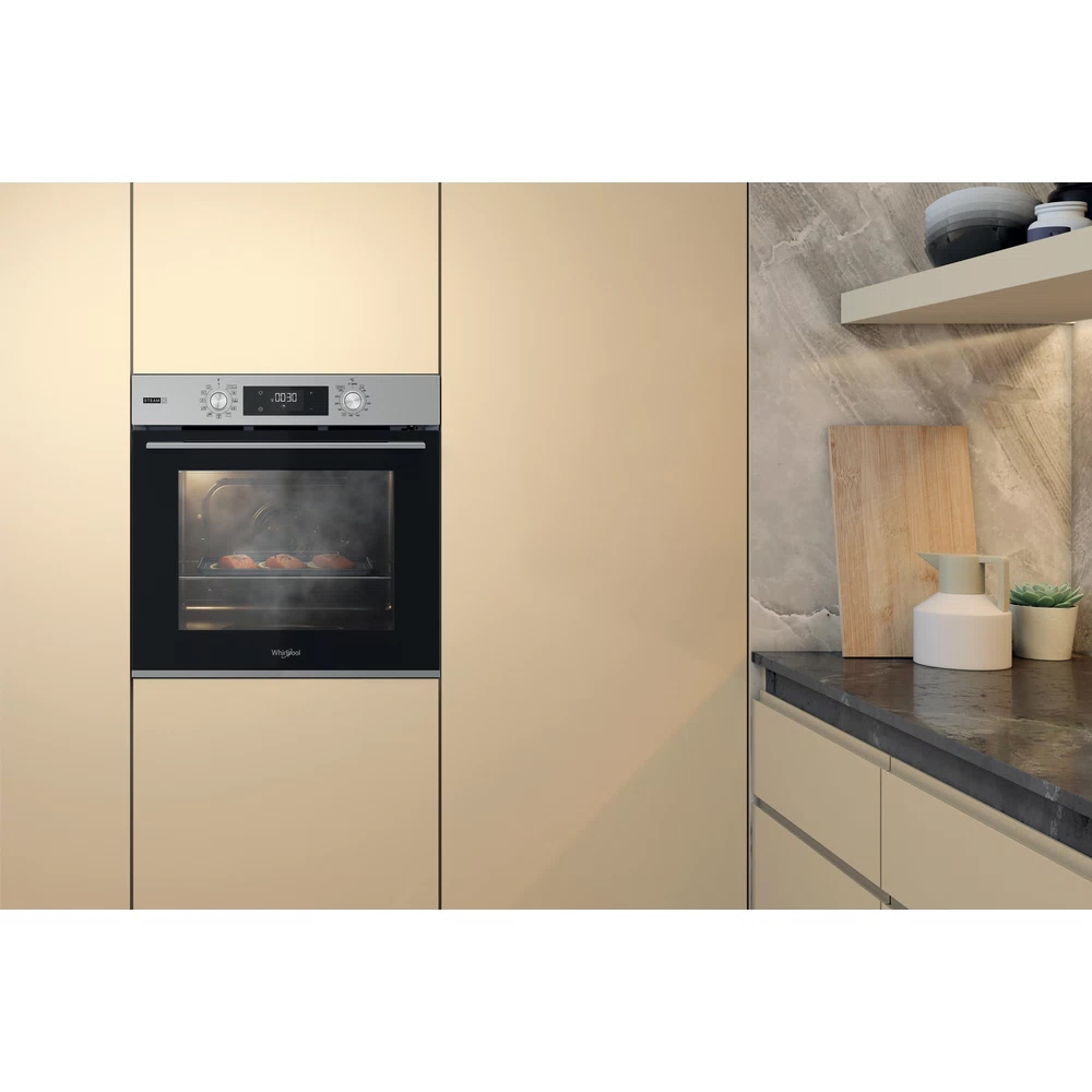 Cuptor incorporabil WHIRLPOOL OMSK58RU1SX, Electric, Gatire cu abur, Autocuratare pirolitica, 71 l, Clasa A+, inox