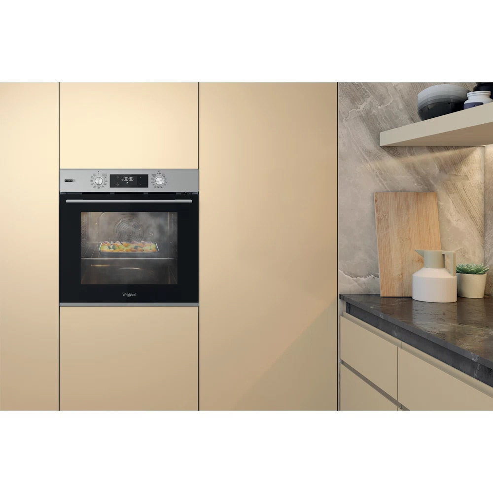 Cuptor incorporabil WHIRLPOOL OMSK58RU1SX, Electric, Gatire cu abur, Autocuratare pirolitica, 71 l, Clasa A+, inox