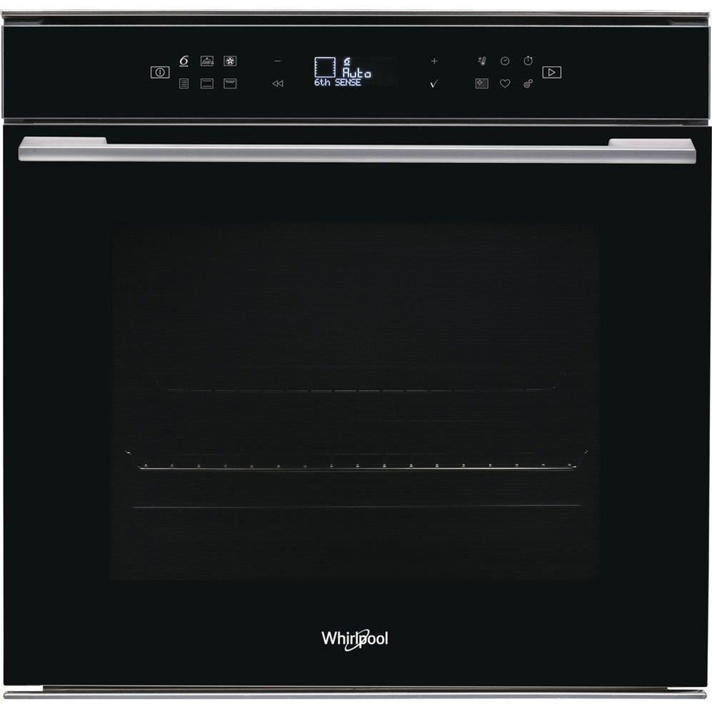 Cuptor incorporabil WHIRLPOOL W7 OM4 4S1 P BL, Electric, Autocuratare pirolitica, 73l, Clasa A+, 6th Sense, negru