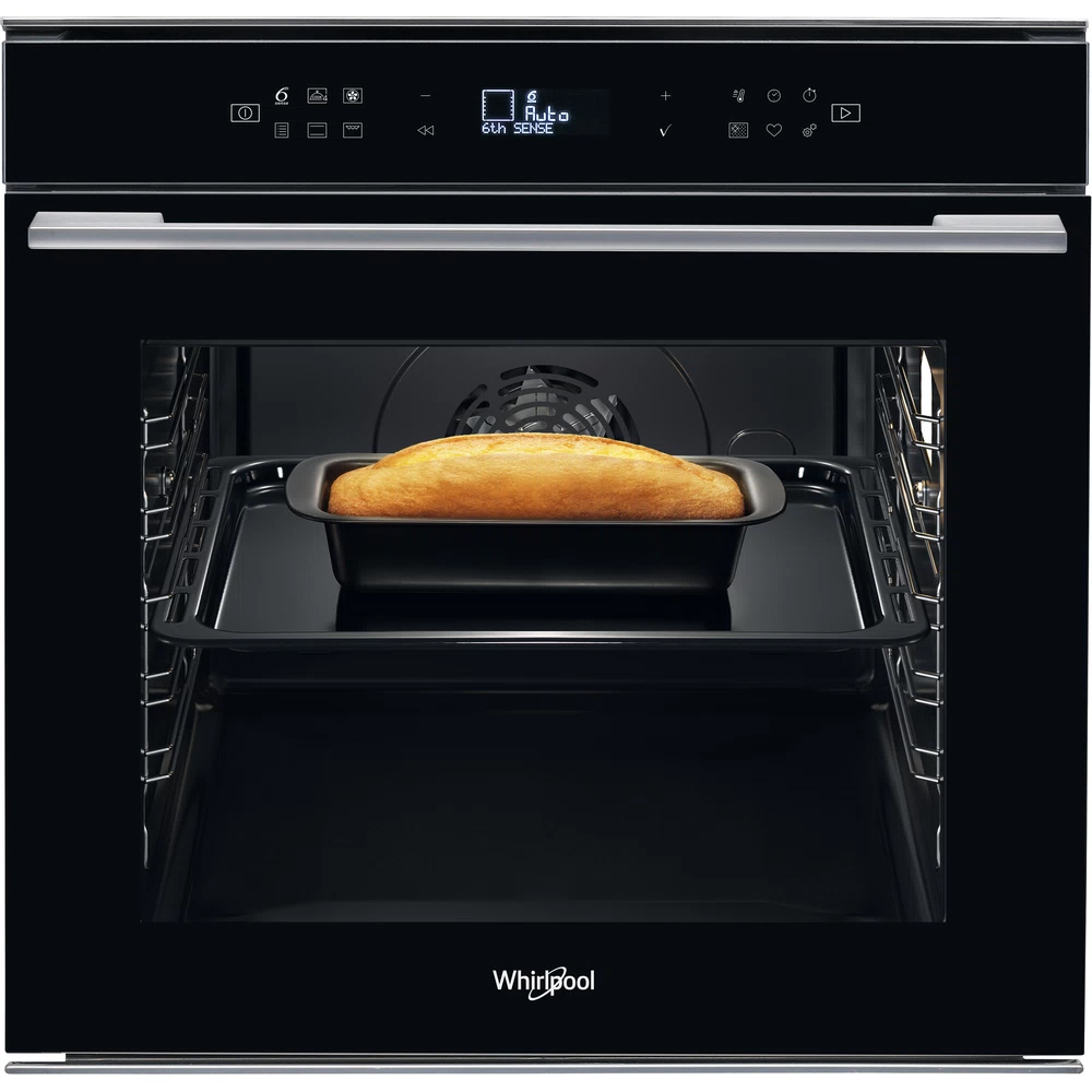 Cuptor incorporabil WHIRLPOOL W7 OM4 4S1 P BL, Electric, Autocuratare pirolitica, 73l, Clasa A+, 6th Sense, negru
