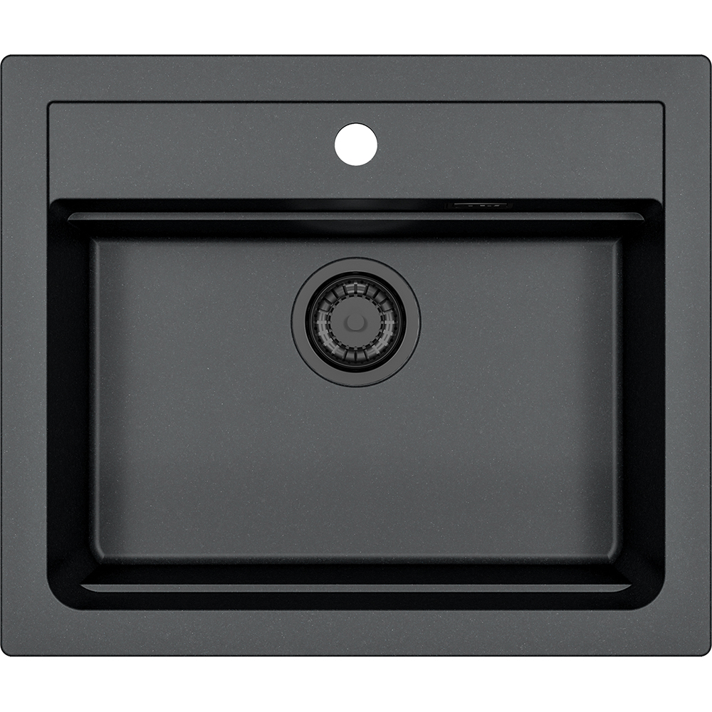 Pachet chiuveta ALVEUS Atrox 30 G91, 1 cuva, compozit granit, baterie Flexa F, accesorii, negru