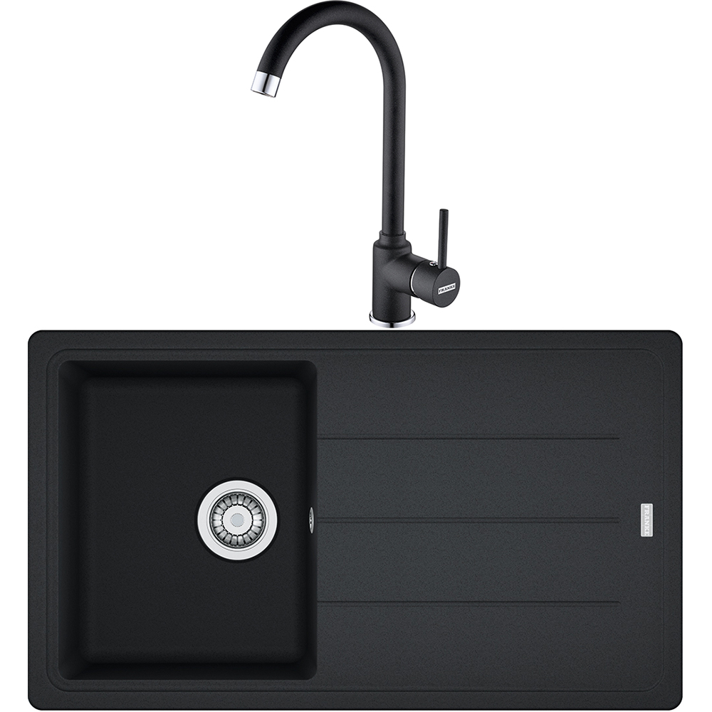 Pachet chiuveta FRANKE BFG 611-86, 1 cuva, picurator reversibil, compozit granit + baterie Pola 1.0, negru