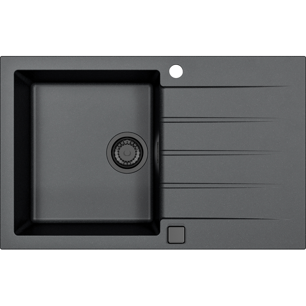 Pachet chiuveta ALVEUS Cadit 20 G91, 1 cuva, picurator reversibil, compozit granit + baterie Primrose G90, negru