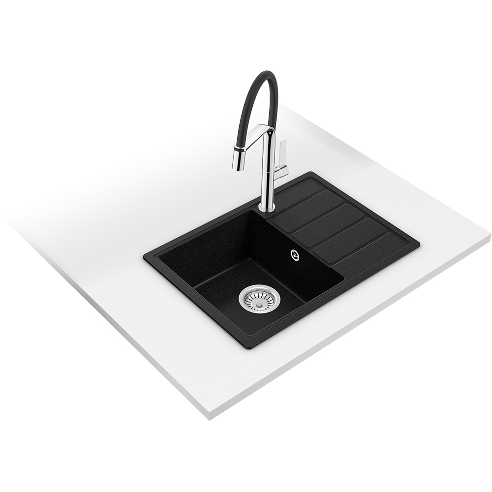 Chiuveta bucatarie TEKA Comfor 45 S-TQ 1B 1D, 1 cuva, picurator reversibil, compozit quartz, negru