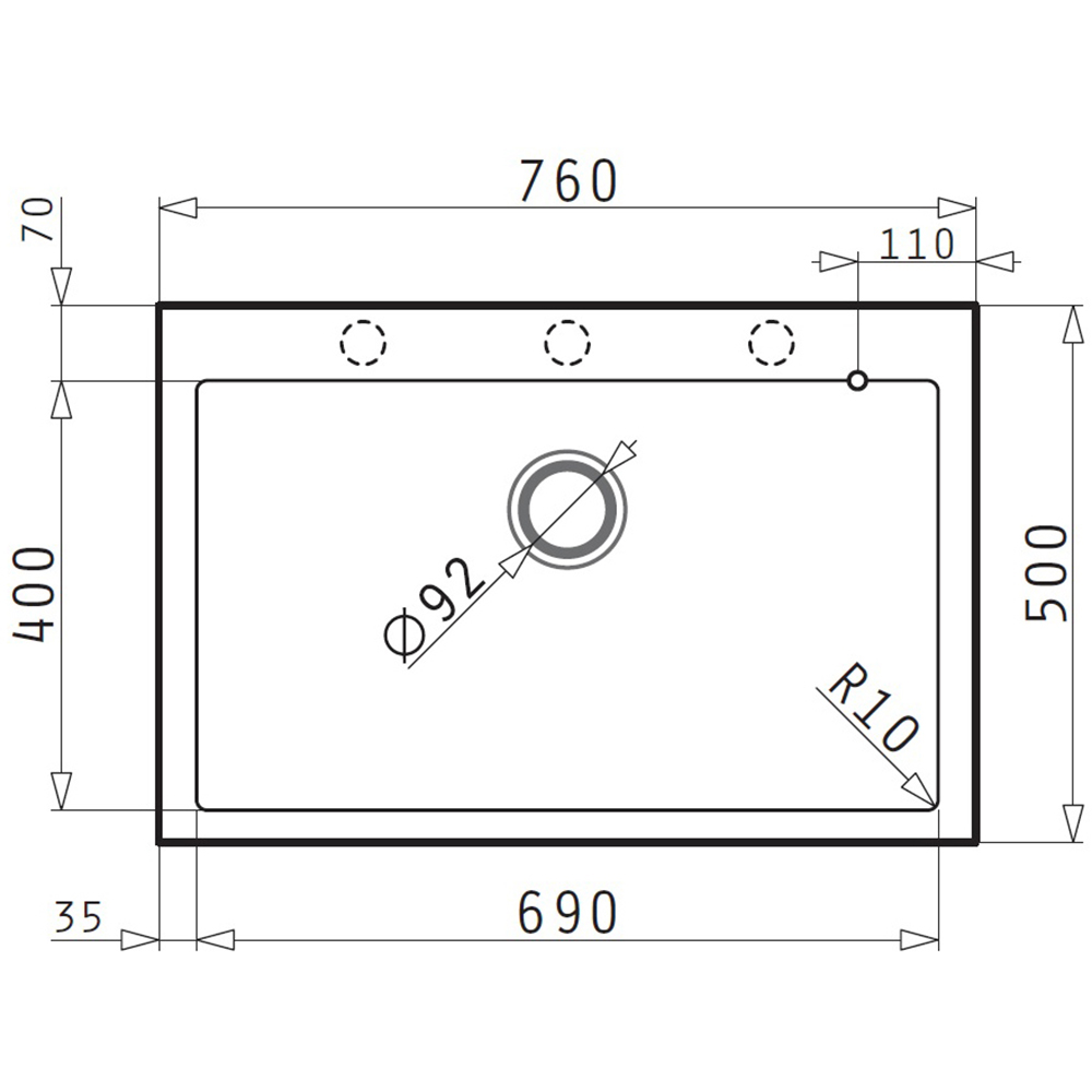 Pachet chiuveta PYRAMIS Altexia Diamond Square 76, compozit granit + baterie, negru