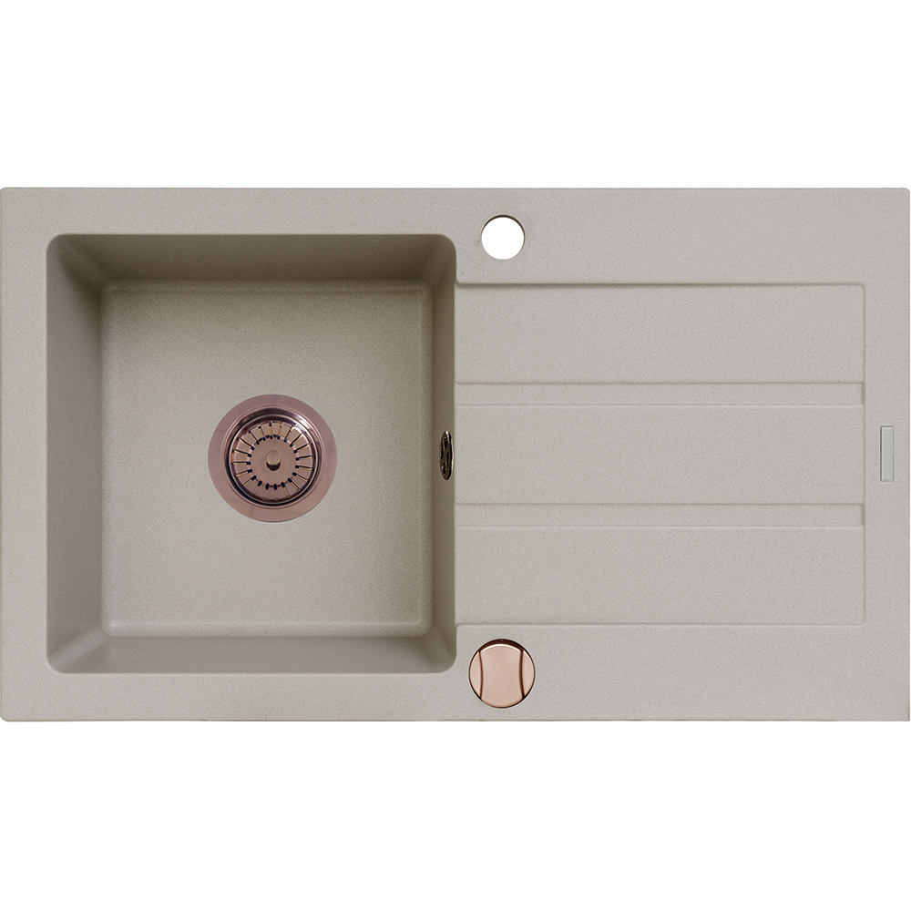 Pachet chiuveta PYRAMIS Altexia Modern 79, 1 cuva, picurator reversibil, compozit granit + baterie, bej