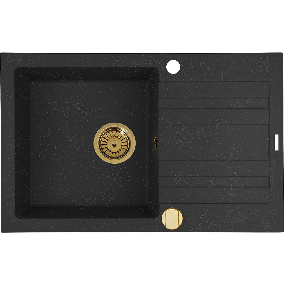 Pachet chiuveta PYRAMIS Altexia Modern 79, 1 cuva, picurator reversibil, compozit granit + baterie, negru