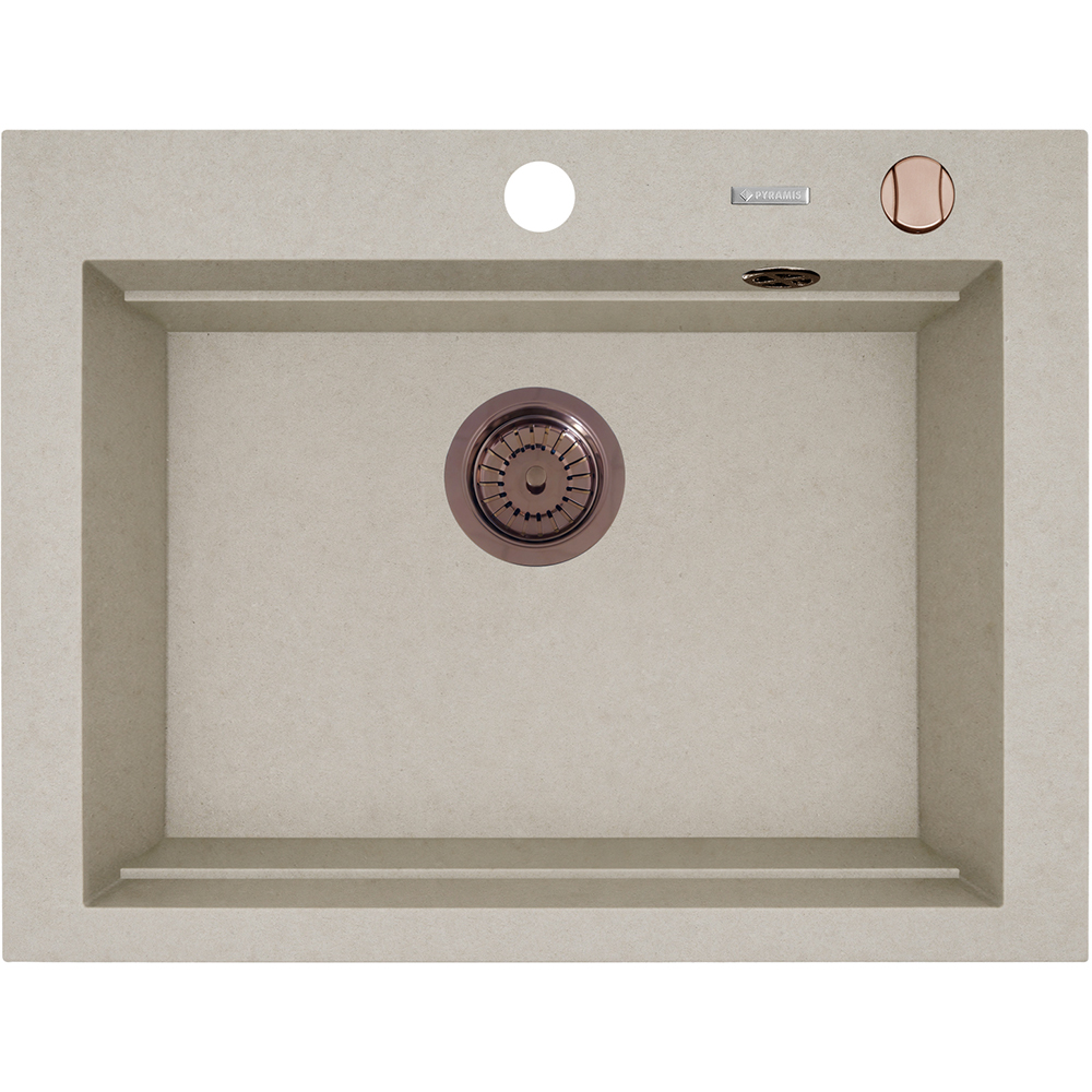 Pachet chiuveta PYRAMIS Altexia Modern Square 67, compozit granit + baterie, bej