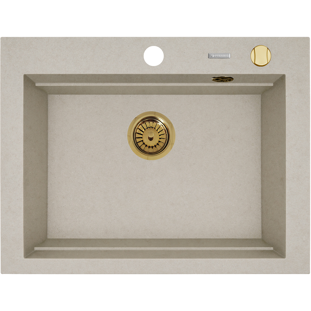 Pachet chiuveta PYRAMIS Altexia Modern Square 67, compozit granit + baterie, bej