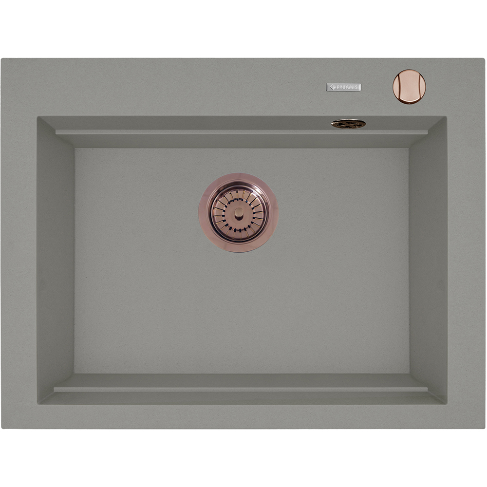 Pachet chiuveta PYRAMIS Altexia Modern Square 67, compozit granit + baterie, gri