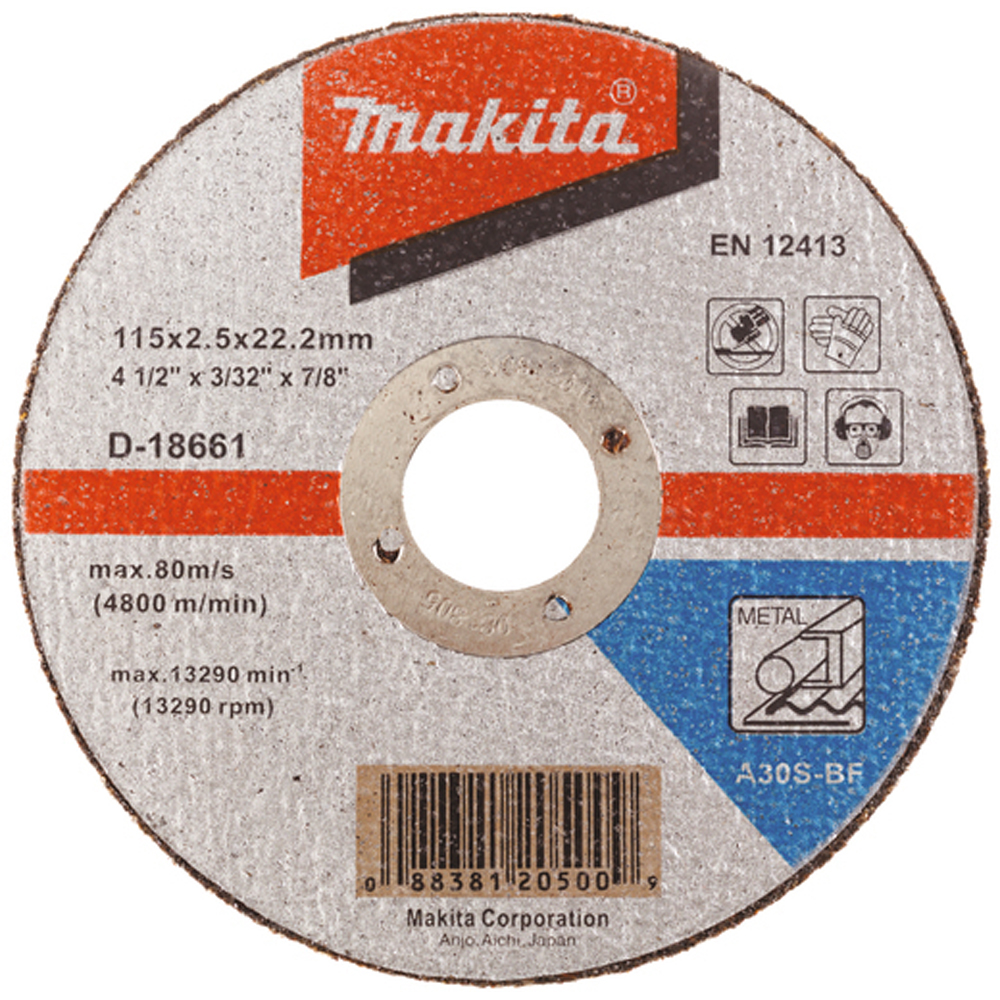 Disc de taiere MAKITA D-18661, metal, 115 x 2.5 x 22.23 mm