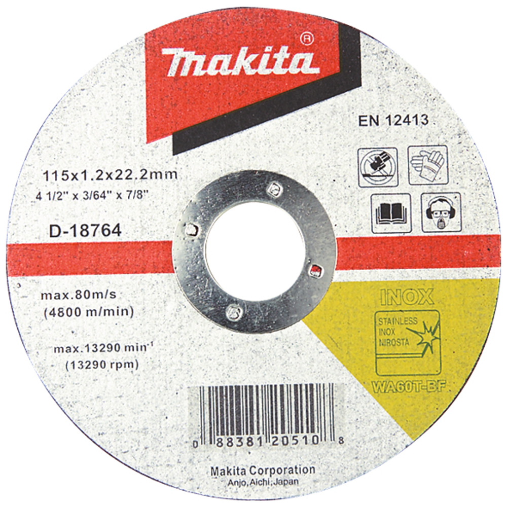Disc de taiere MAKITA D-18764, inox, 115 x 1.2 x 22.23 mm